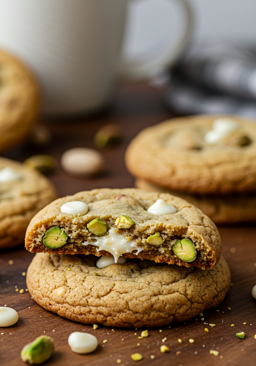 Cookies aux pistaches et chocolat blanc
