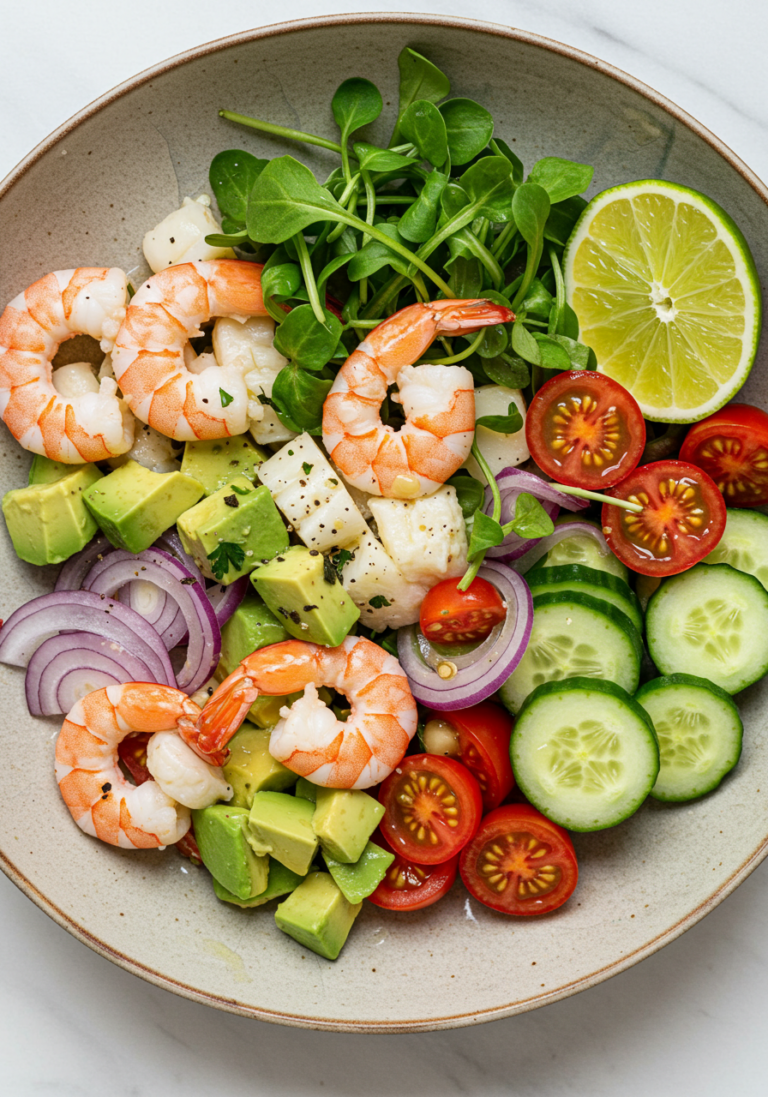 Salade Fraîcheur aux Crevettes, Avocat & Cœurs de Palmier