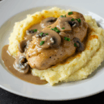 Poulet au champignon et purée au fromage