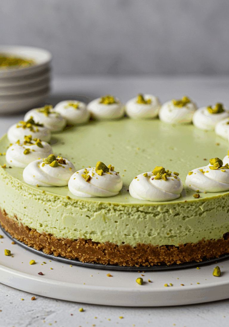 Cheesecake sans cuisson à la pistache