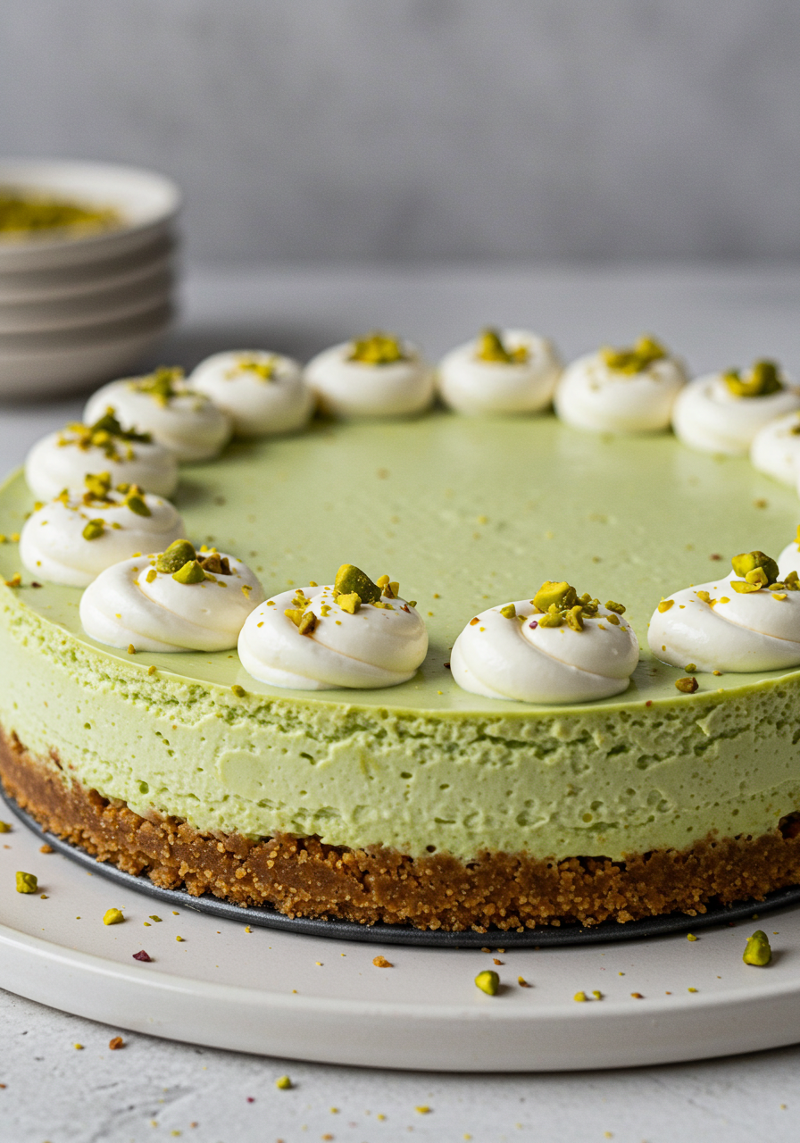 Cheesecake sans cuisson à la pistache