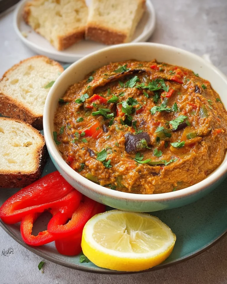 Caviar d&rsquo;aubergine aux poivrons