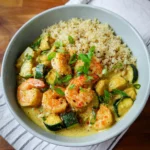 Curry courgette, crevettes et quinoa