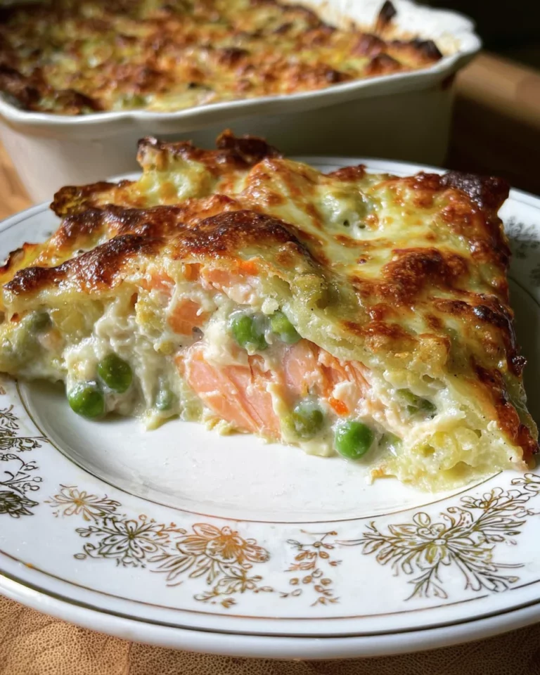 Gratin de ravioles au saumon fumé et petits pois