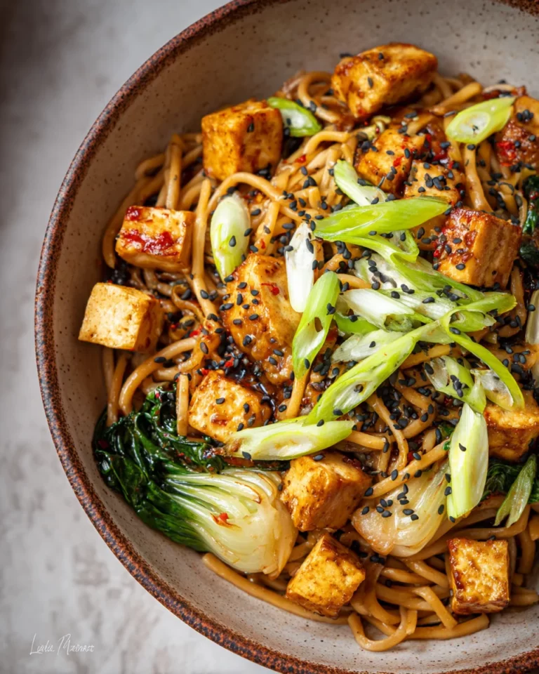 Nouilles sautées au chou pak choï, tofu gourmand