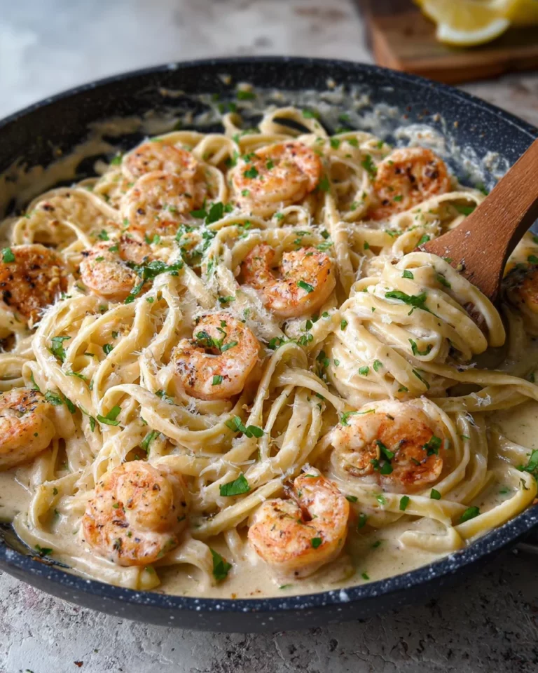 Pâtes aux crevettes (et sauce Alfredo)