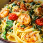Pâtes linguine à la toscane aux crevettes