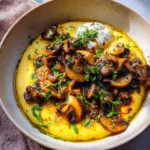Polenta aux champignons et burrata