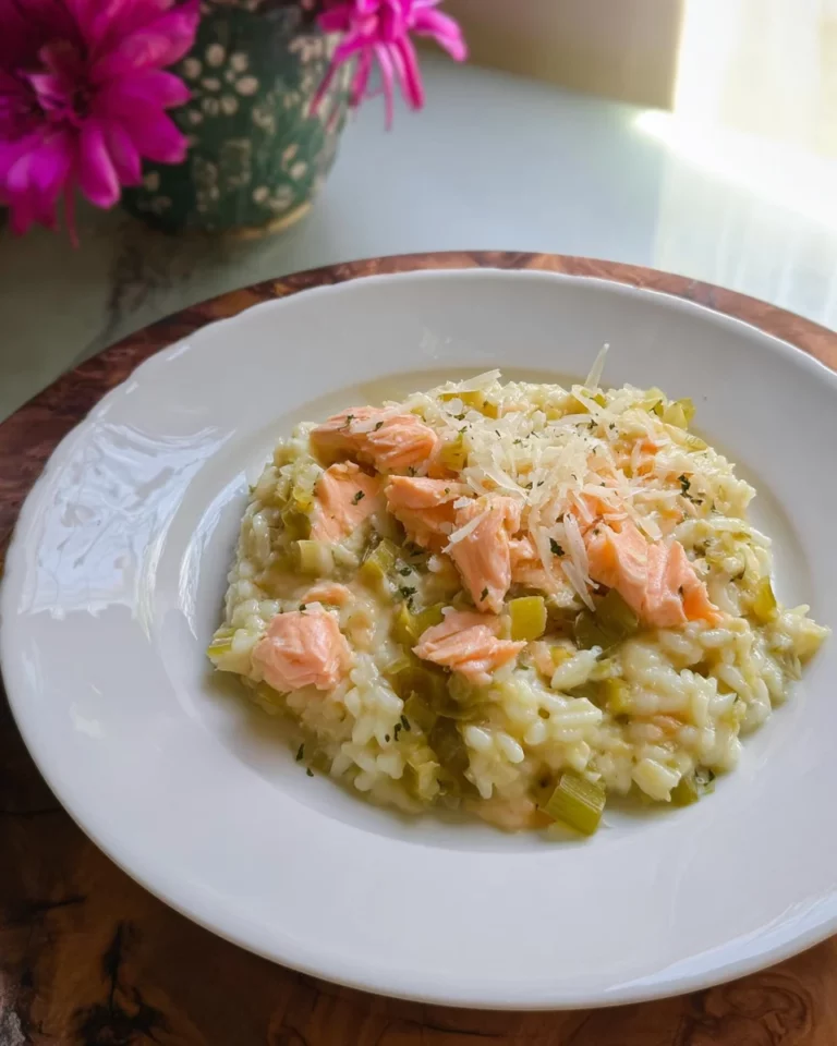 Risotto saumon frais et poireau