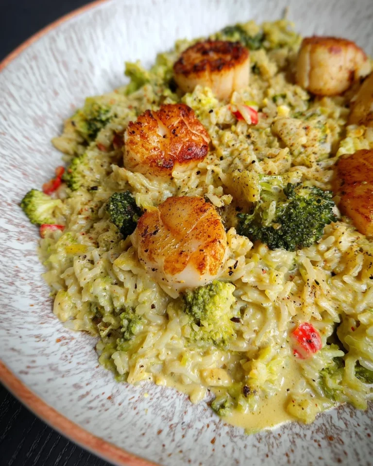 Riz, brocoli et Saint-Jacques