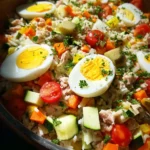 Salade de riz au thon et aux oeufs