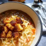 Soupe de haricots blancs, croûtons dorés