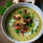 Soupe de poireaux gingembre champignons