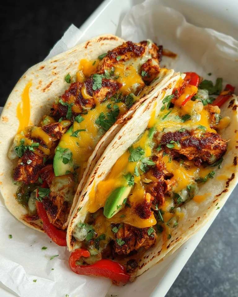 Tacos poulet, sauce barbecue, légumes & cheddar